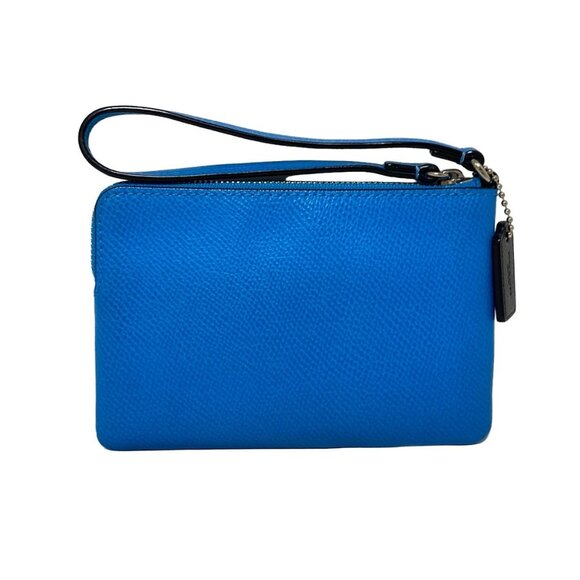 Auth COACH - F65758 Light Blue Dark Navy Leather Pouch - Picture 2 of 7